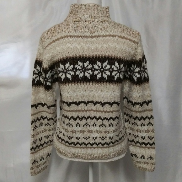 Sonoma Natural Marbled Wool Turtleneck Long Sleeve Pullover Fair Isle Sweater - Picture 5 of 8